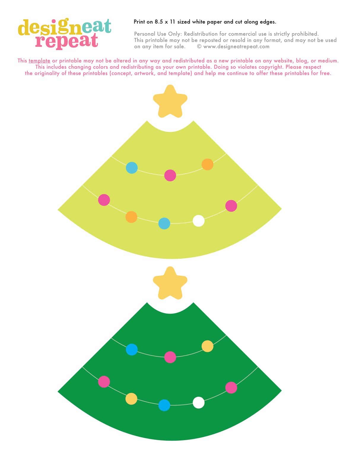 Printable Christmas Tree Ice Cream Cone Wrappers