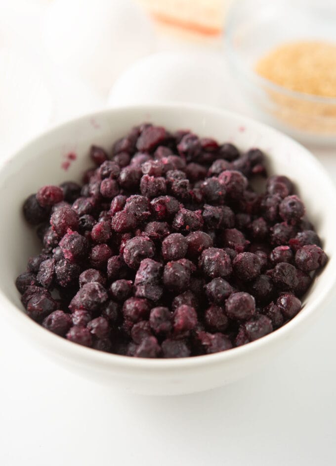 bowl of frozen wild blueberries
