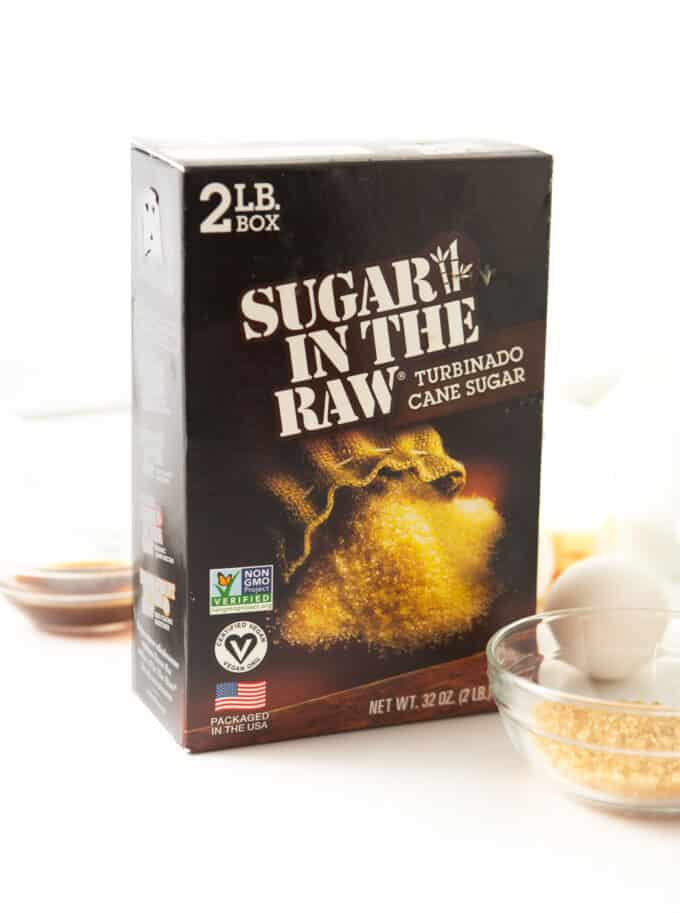 box of sugar in the raw turbinado cane sugar
