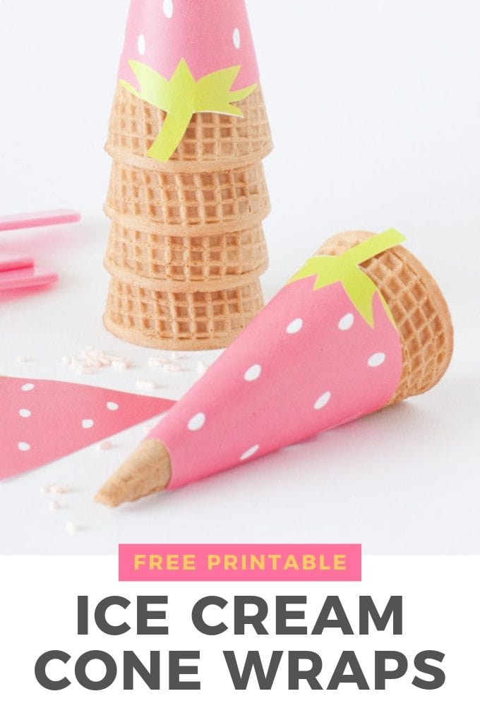 Download Strawberry Printable Ice Cream Cone Wrappers