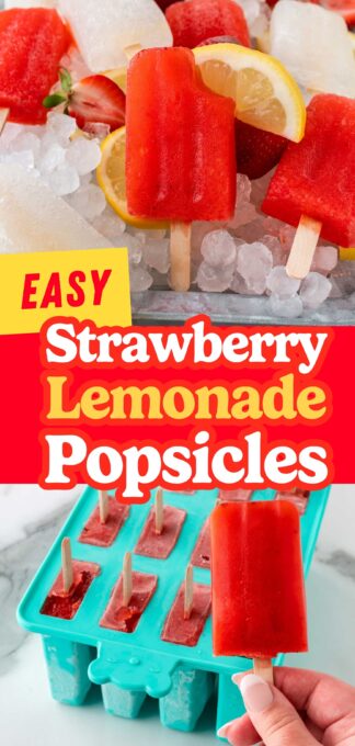 Easy strawberry lemonade popsicles pin