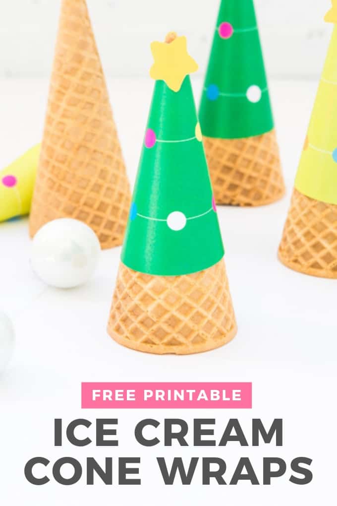 Printable Christmas Tree Ice Cream Cone Wrappers