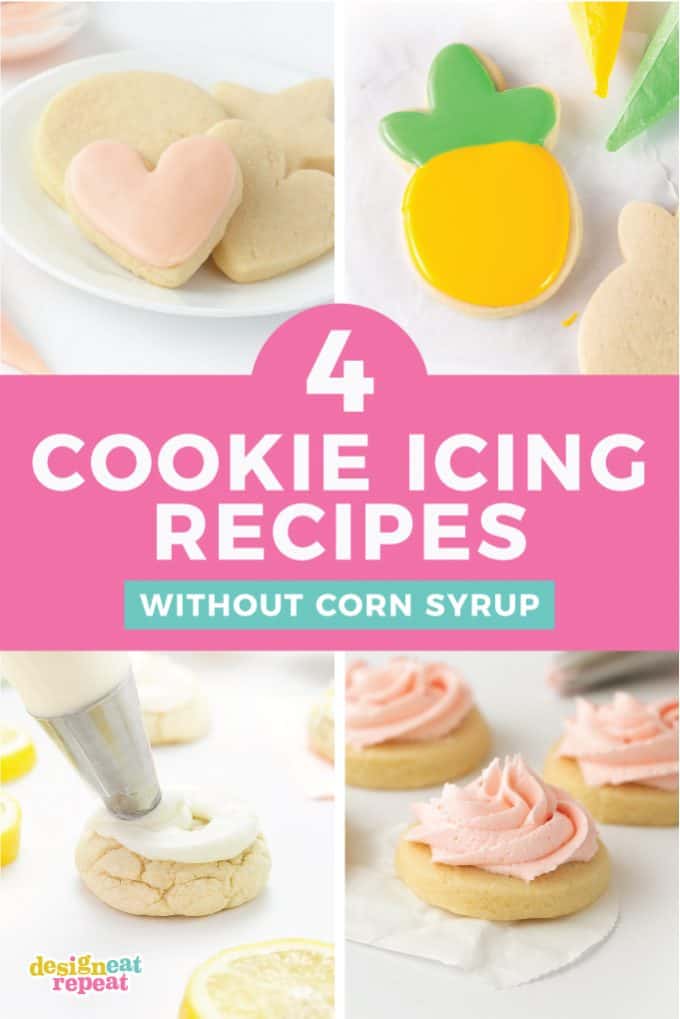 Collage of 4 Cookie Icing Recipes
