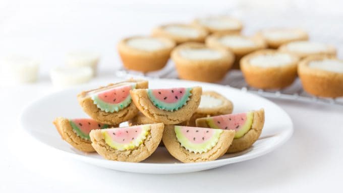 Plate of watermelon cookie cups