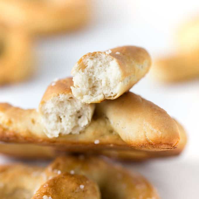 Texture of homemade soft pretzels