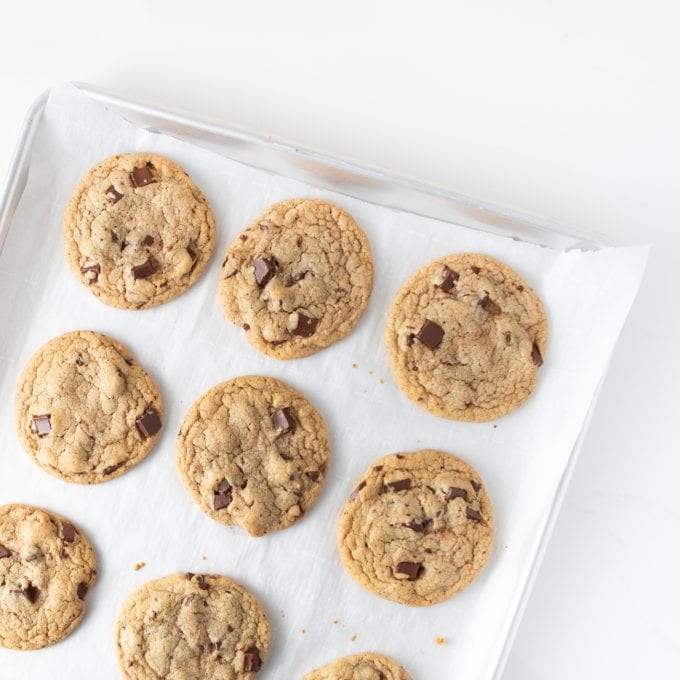 Copycat Panera Chocolate Chip Cookies on Baking Tray