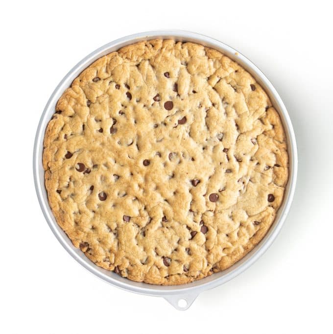 baked chocolate chip giant birthday cookie cake