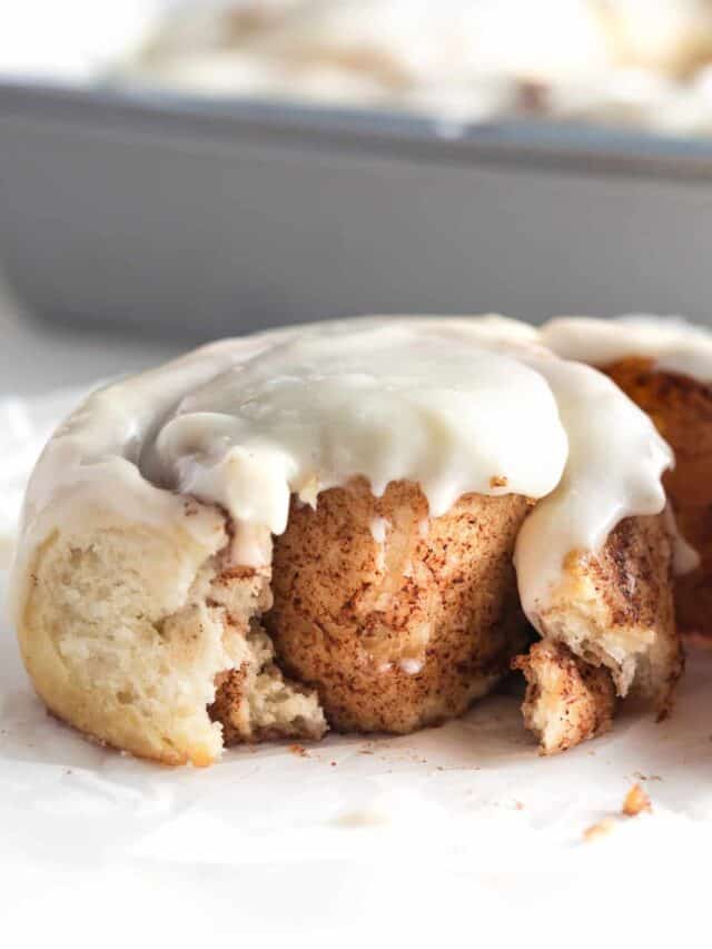 inside texture of moist and soft easy one hour cinnamon rolls,