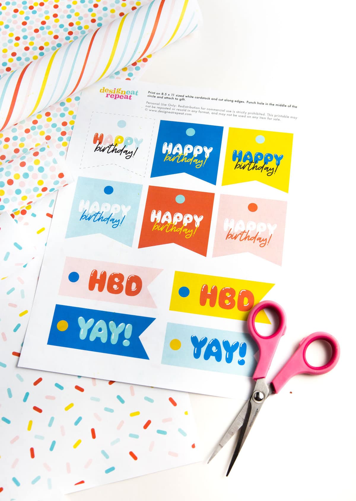 Free Printable Happy Birthday Tags - Design Eat Repeat Within Birthday Labels Template Free