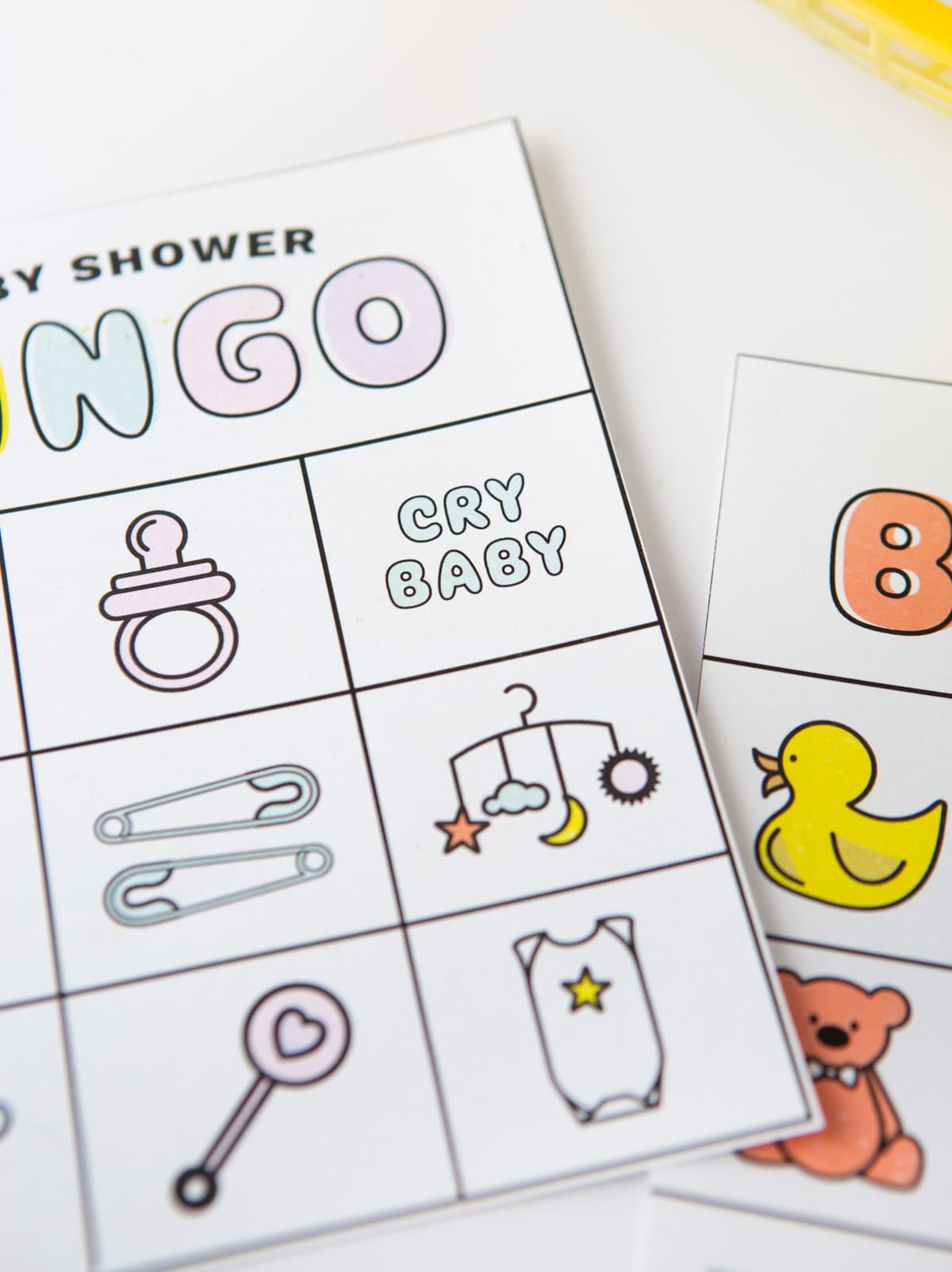 Baby shower bingo cards with pictures