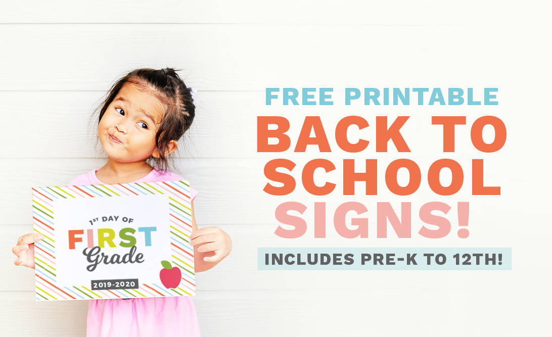 Free Printable Back to School Signs Colorful Pre-K to 12th Grade, 2019-2020