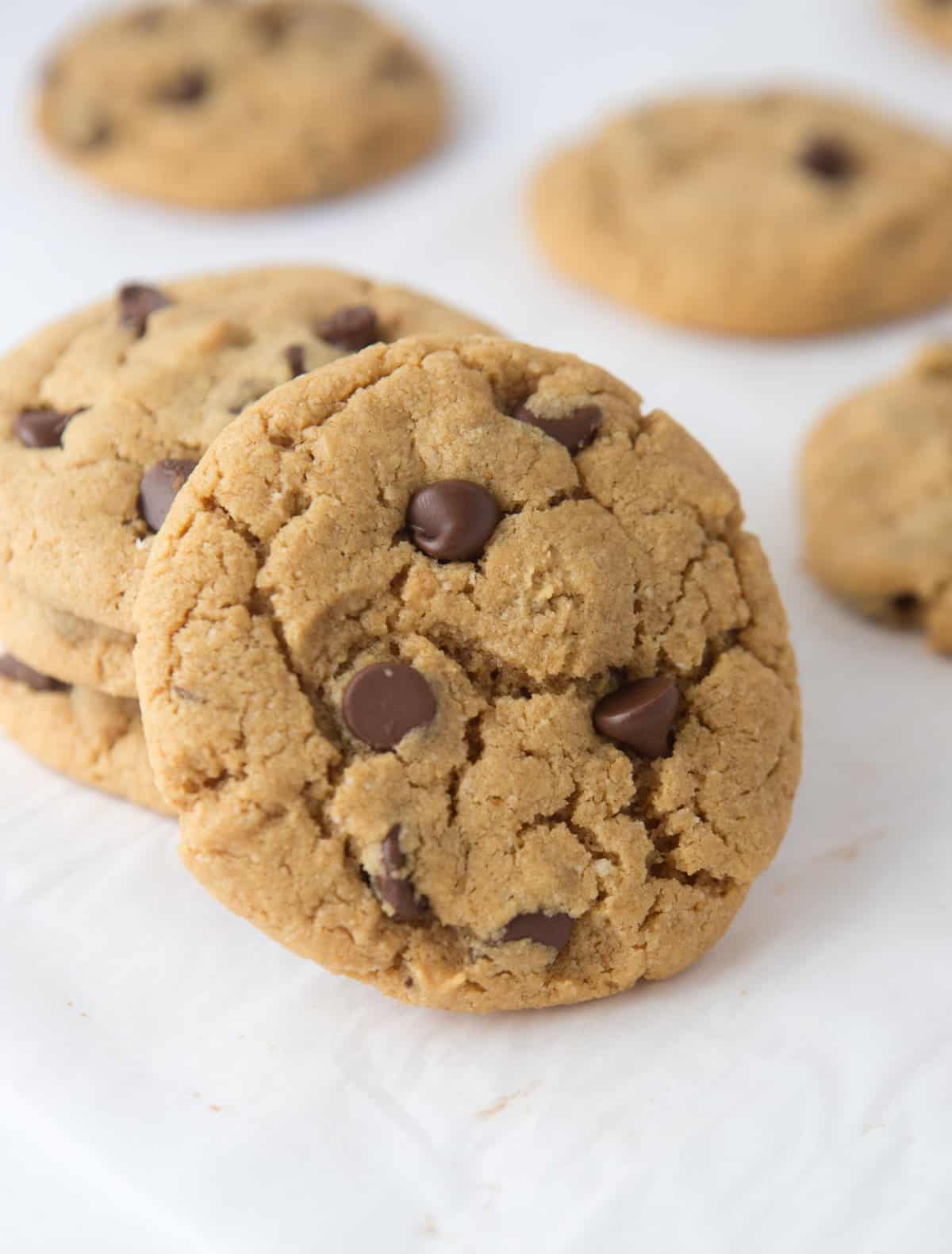 Chewy and Soft Gluten Free Peanut Butter Chocolate Chip Cookies