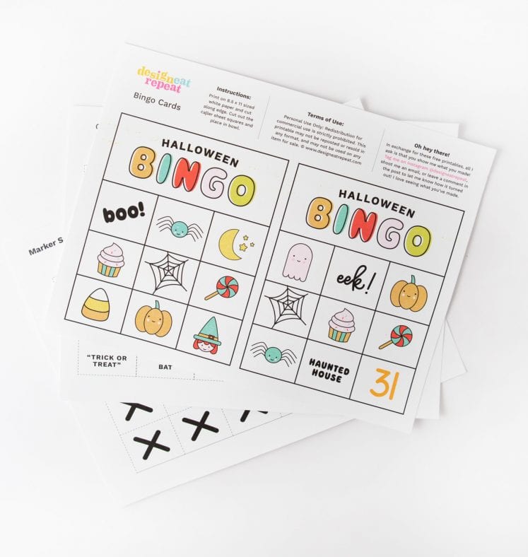 Free Printable Halloween Bingo Cards - Design Eat Repeat