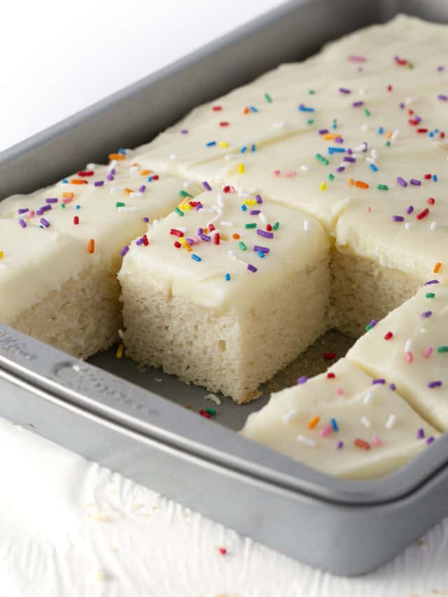 The BEST White Sheet Cake (Doctored Cake Mix!) Design Eat Repeat