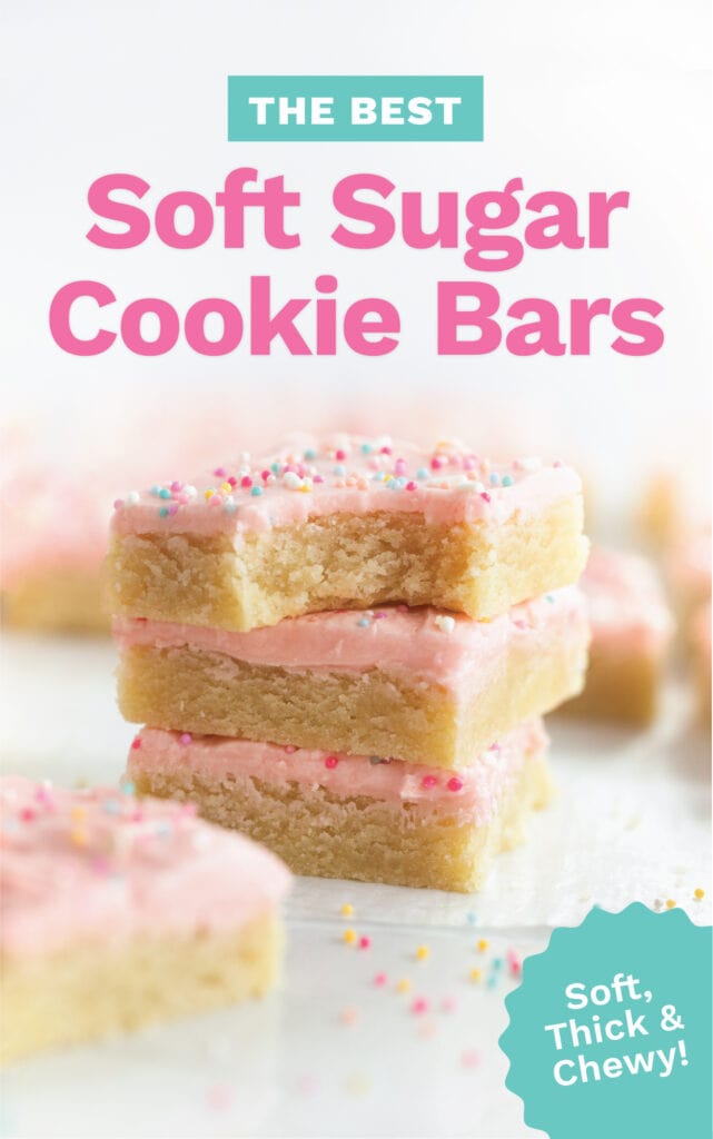 Stack of the best soft sugar cookie bars