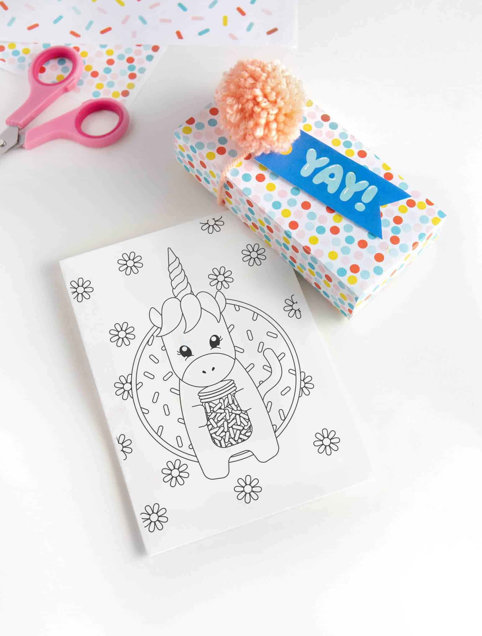 printable unicorn birthday card design eat repeat