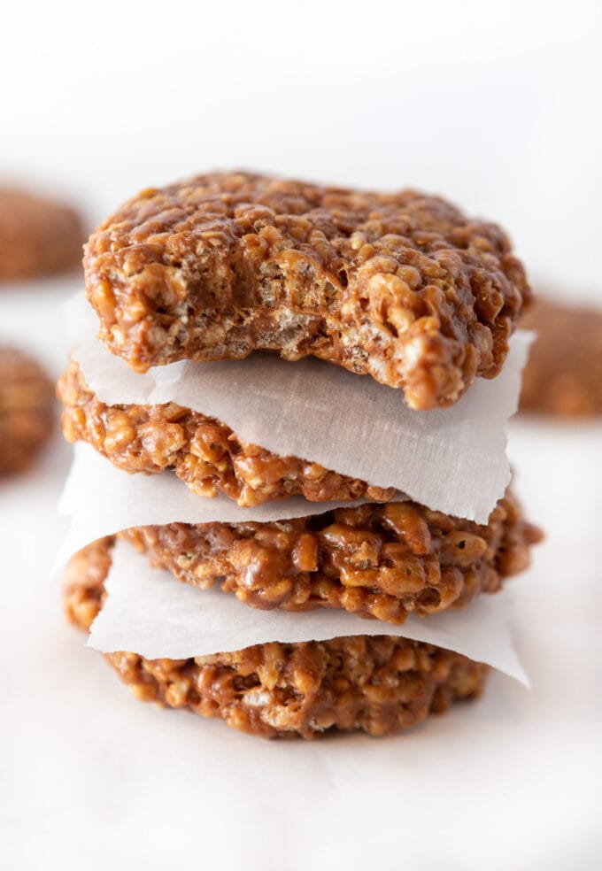 Stack of homemade little debbie star crunch cookies