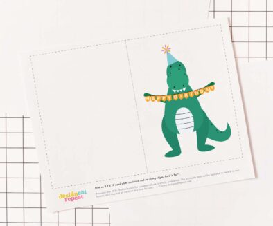 Printable Dinosaur Birthday Card - Design Eat Repeat