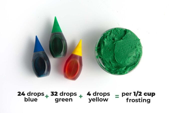 liquid food coloring formula for bright green frosting