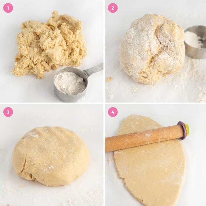step by step photos on how to roll fluffy sugar cookie dough