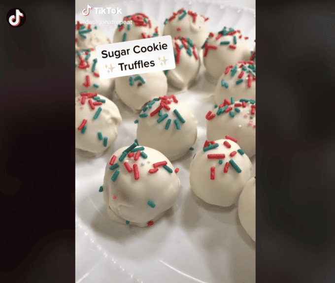 tiktok video of sugar cookie truffles