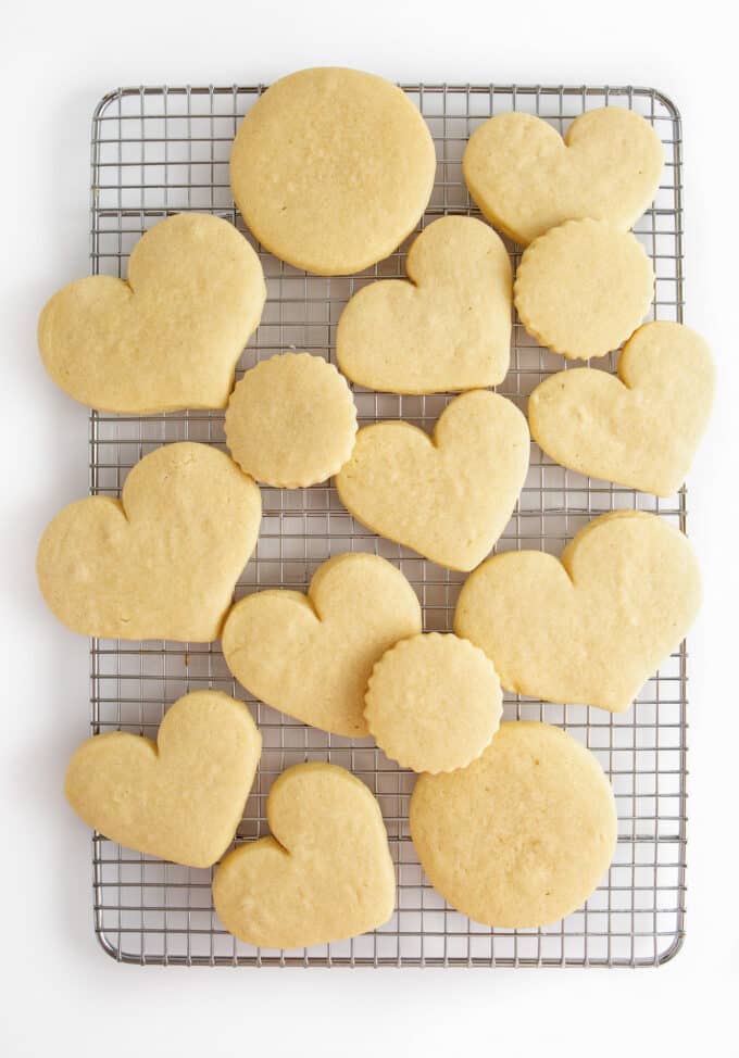 baked heart shaped valentine sugar cookies