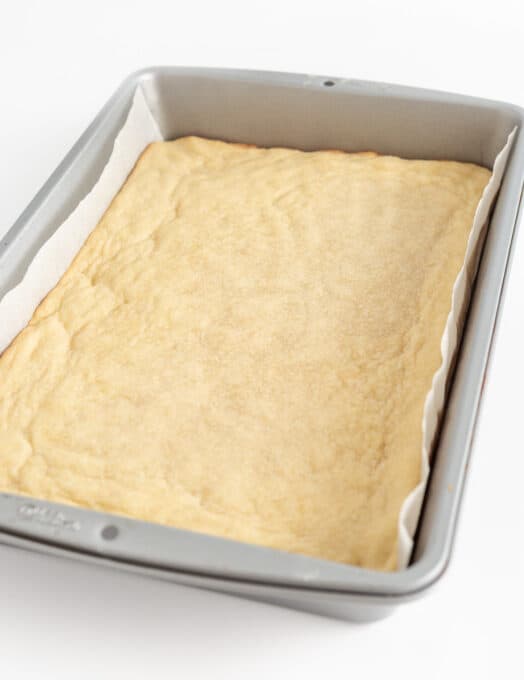9x13 metal pan of baked lemon sugar cookie bars