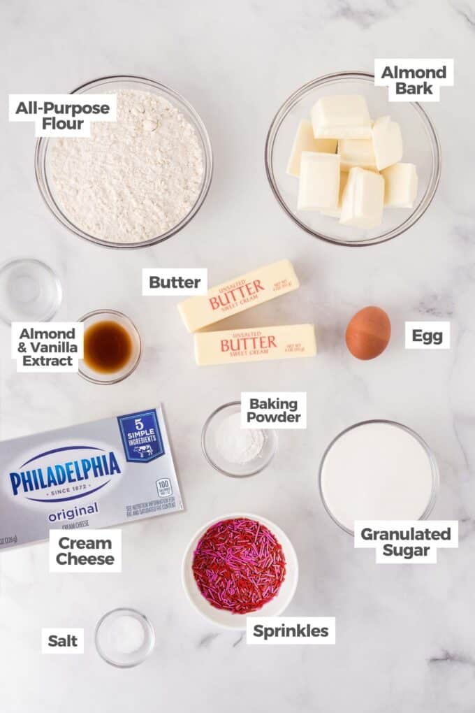 ingredients for sugar cookie Valentine truffles