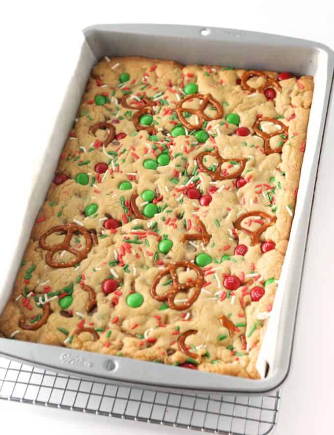 M&M Christmas Cookie Bars - A Joyfully Mad Kitchen