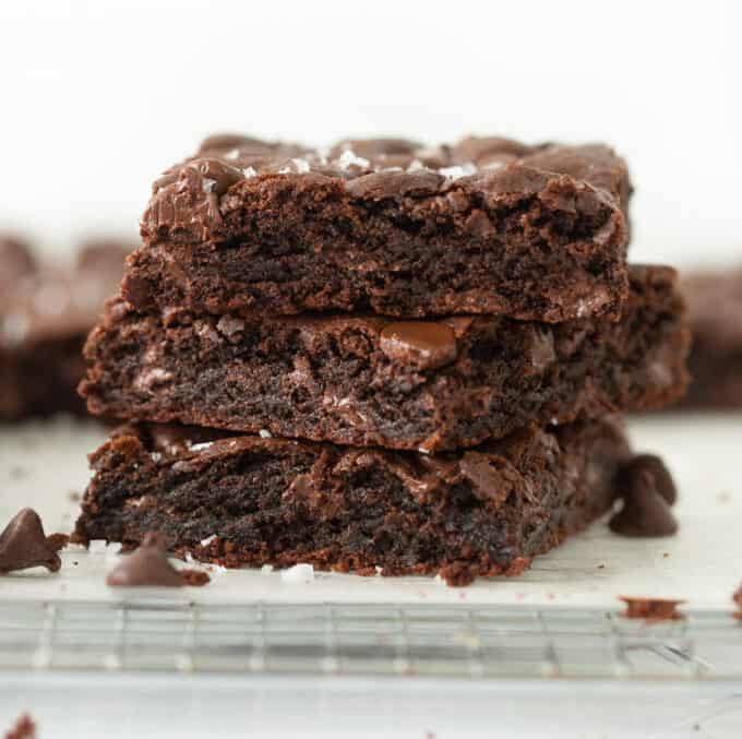 stack of double chocolate cookie bars