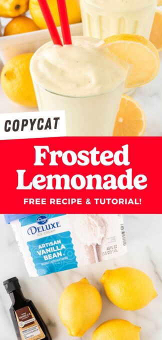 Glass of copycat chickfila frosted lemonade pin