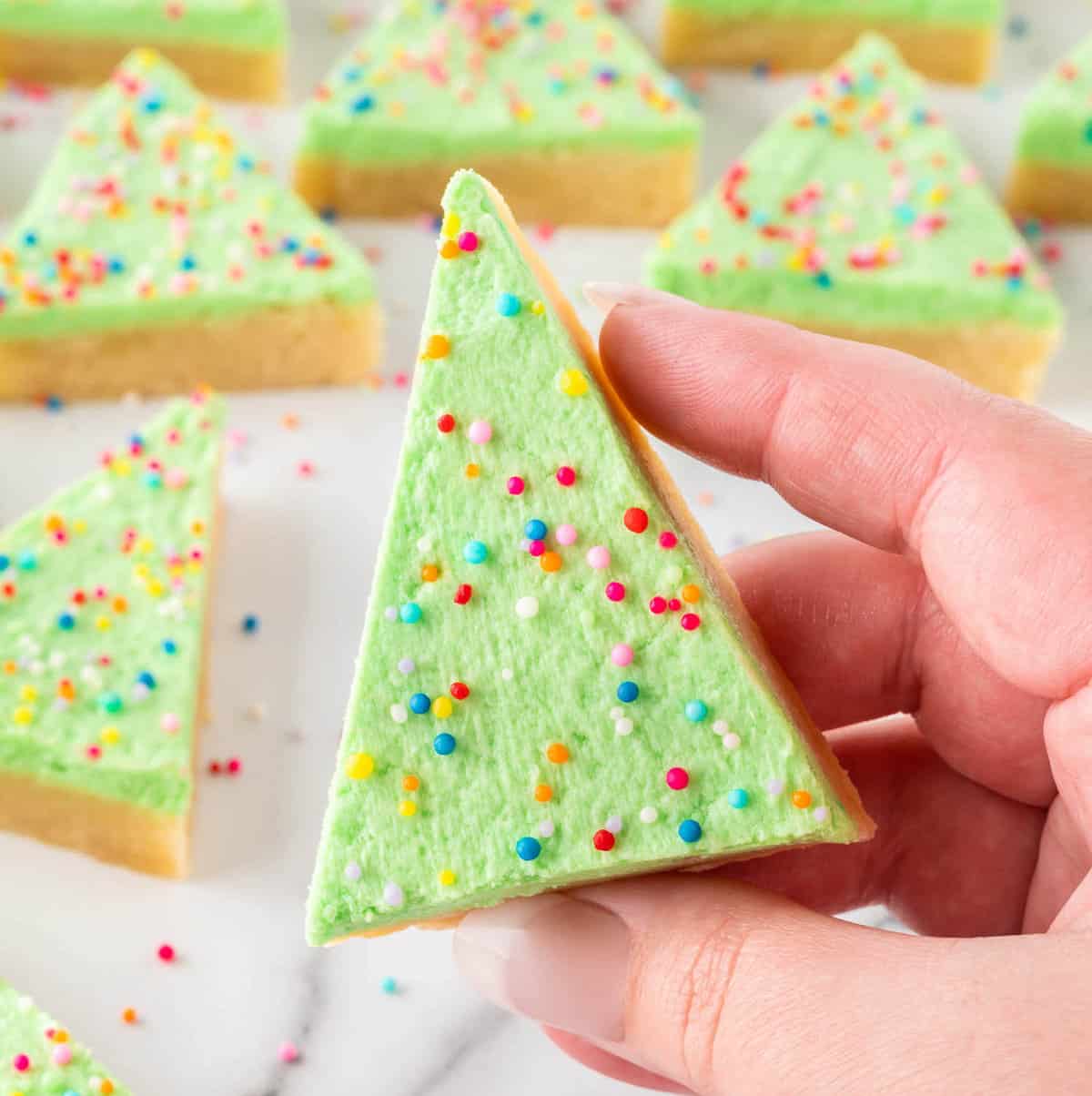 Christmas Tree Iced Sugar Cookie Bars (Easy Recipe)