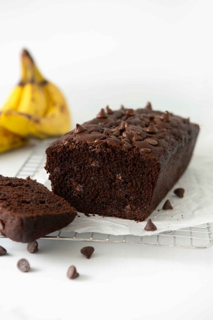 loaf of double chocolate banana bread