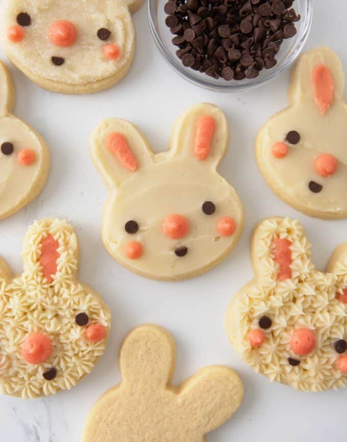 easy easter bunny sugar cookie faces