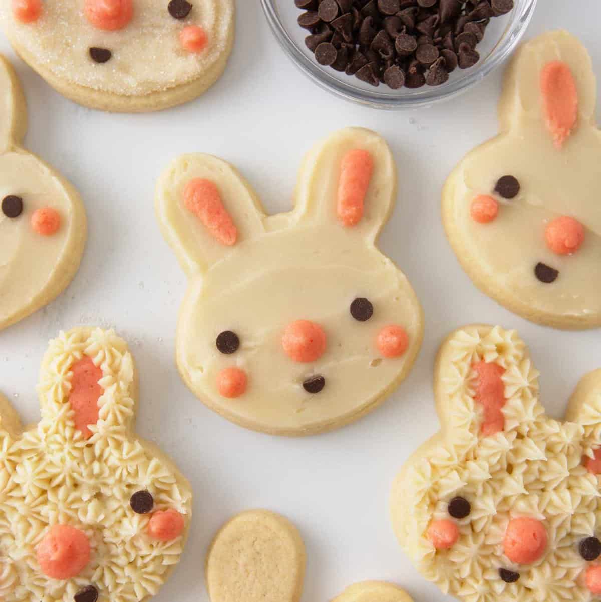 easter bunny face sugar cookies