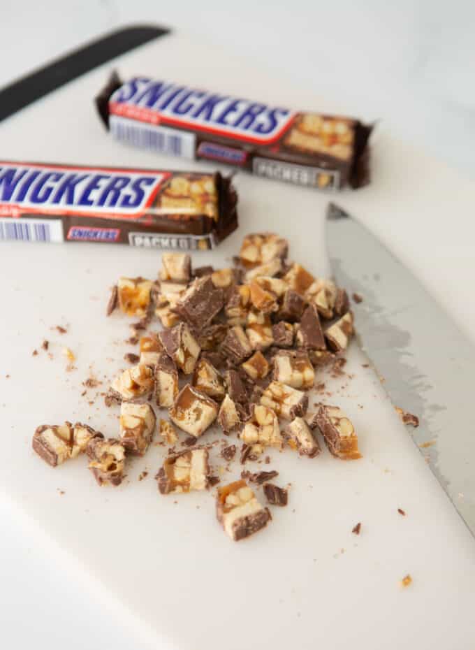 snickers bar chopped up into small pieces