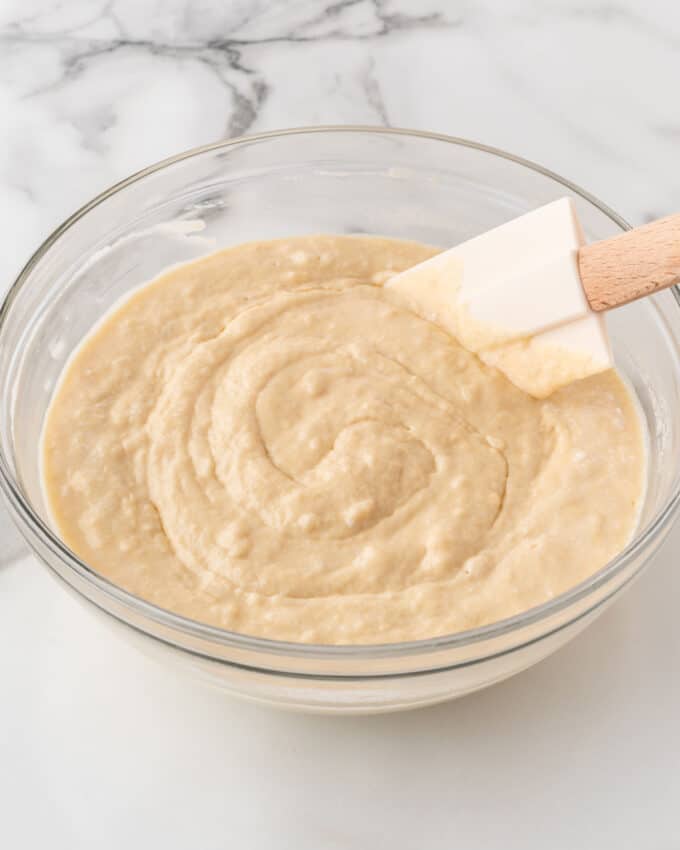 crispy waffle batter in bowl