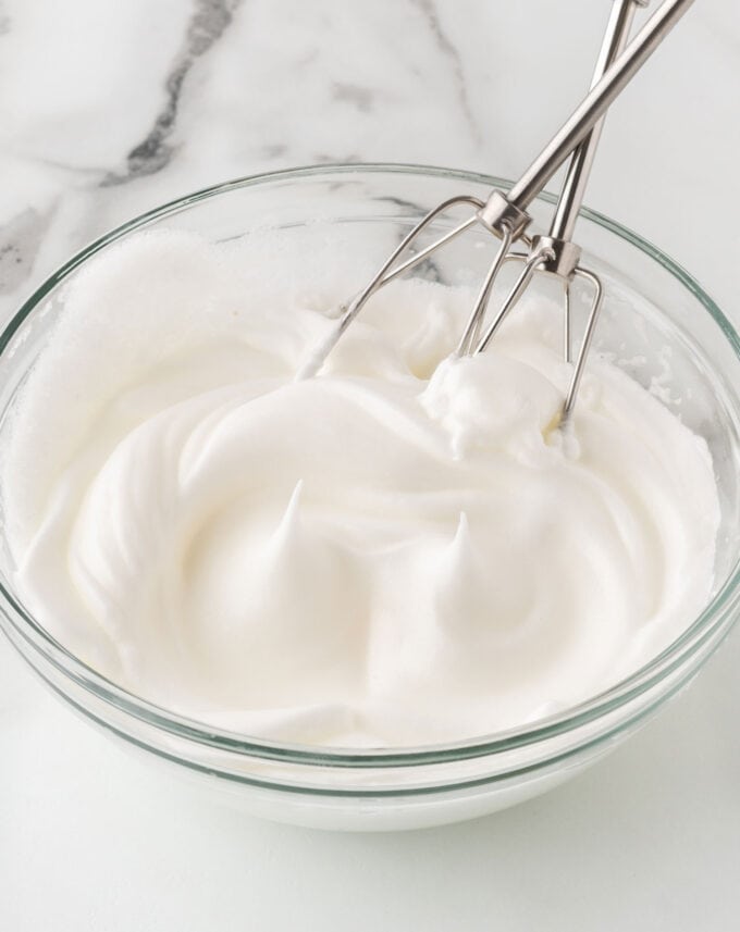 beating egg whites to stiff peaks to make crispy waffles