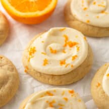 orange sugar cookies with orange zest on top