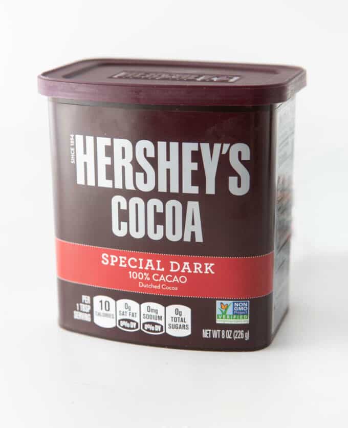 container of Hershey's special dark cocoa powder