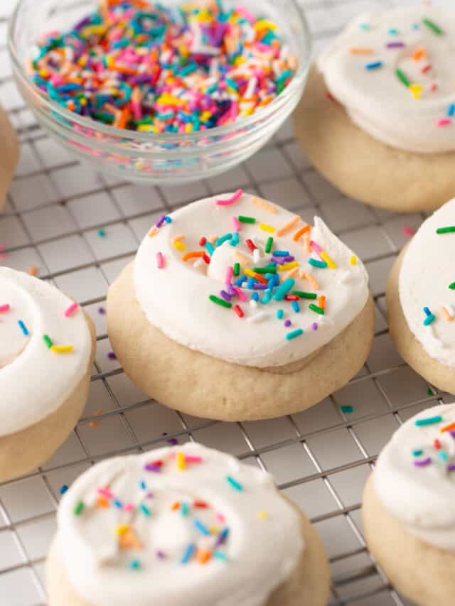 fluffy dairy free sugar cookies with rainbow sprinkles