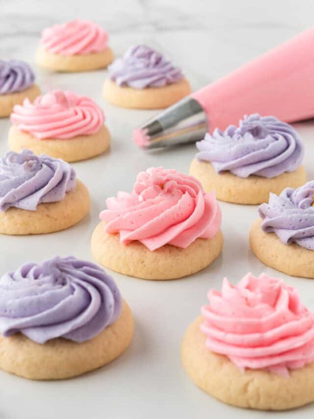 mini pink and purple sugar cookies