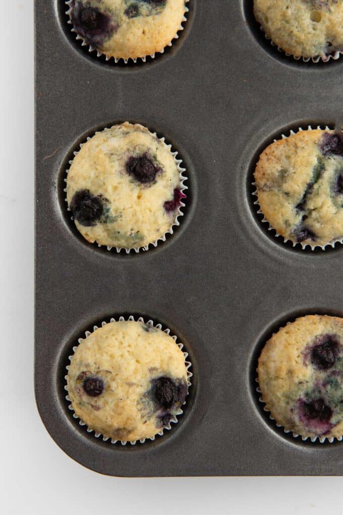 pan of mini blueberry muffins