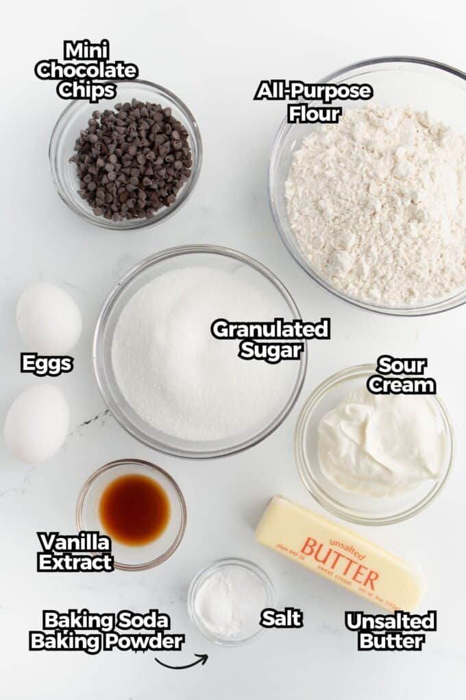ingredients for mini chocolate chip muffins