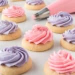 mini pink and purple sugar cookies