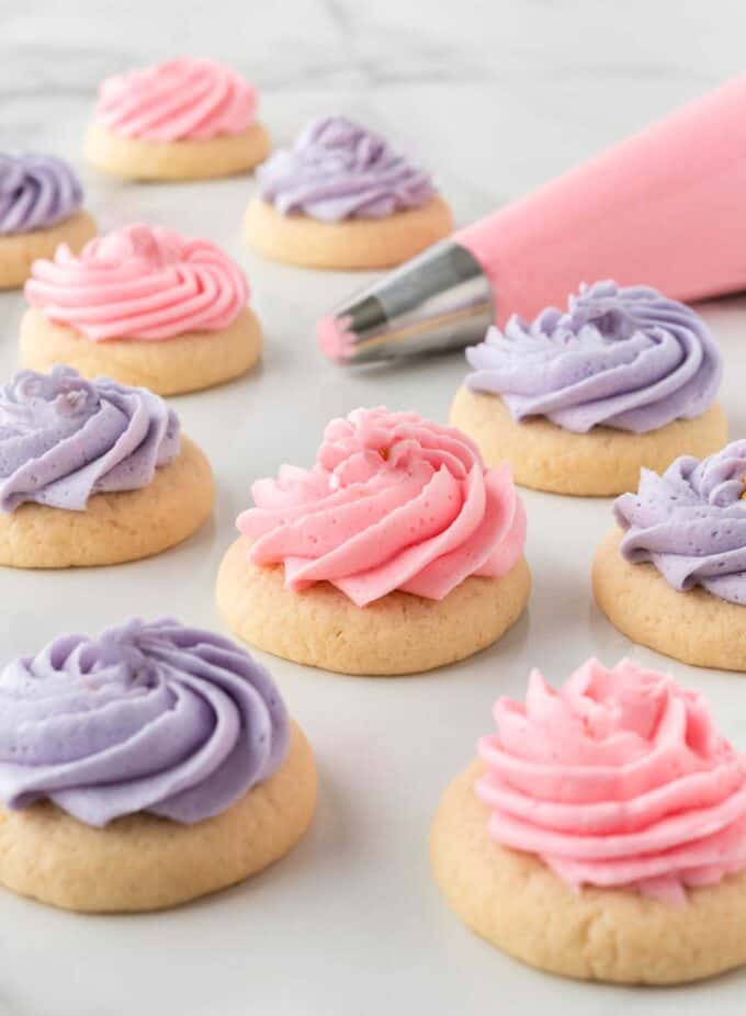 mini pink and purple sugar cookies