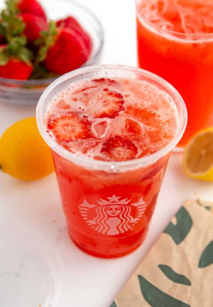 homemade strawberry refresher with lemonade