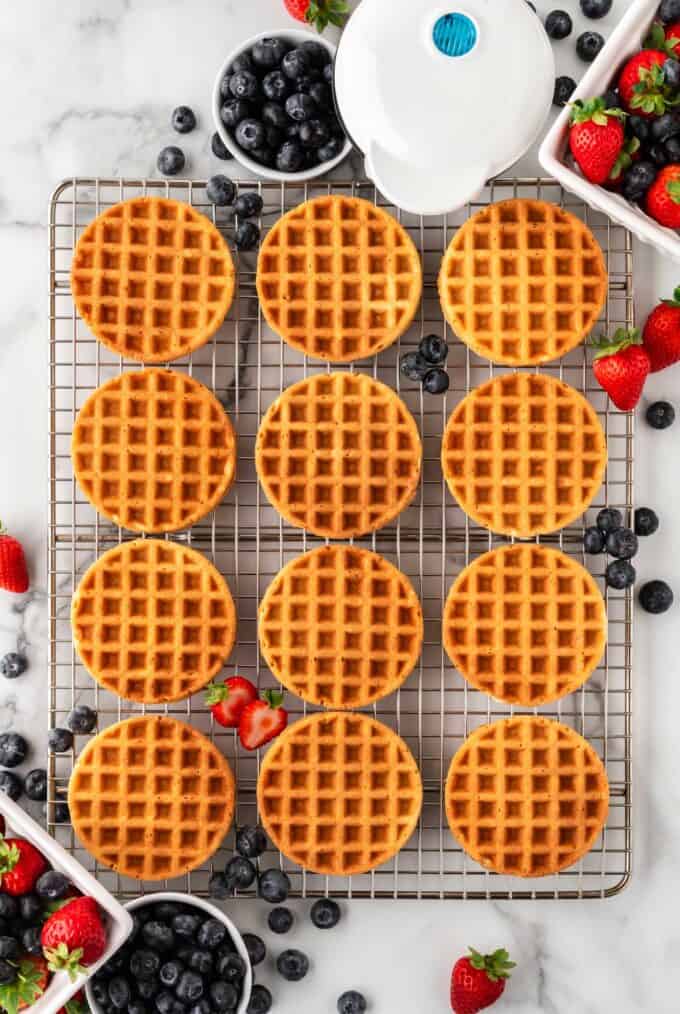 mini waffles on cooling rack