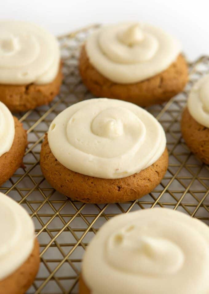 frosted fluffy pumpkin cookies