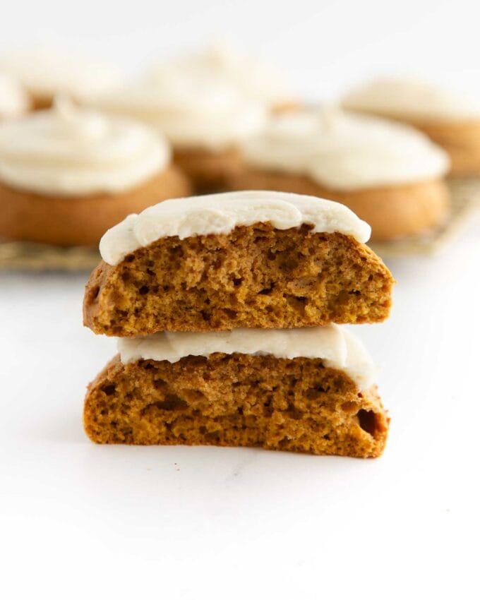 stack of fluffy pumpkin cookies